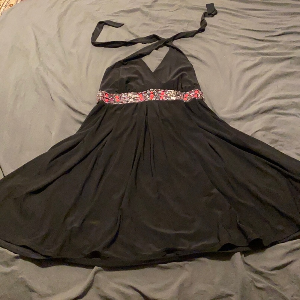 Fun twirly black halter dress